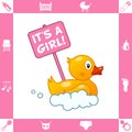 Cute Rubber Duck with It's a Girl Sign